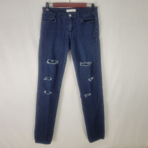 Flying Monkey Jeans Juniors 7 Blue Low Rise Denim Womens Skinny Leg‎ Distressed
